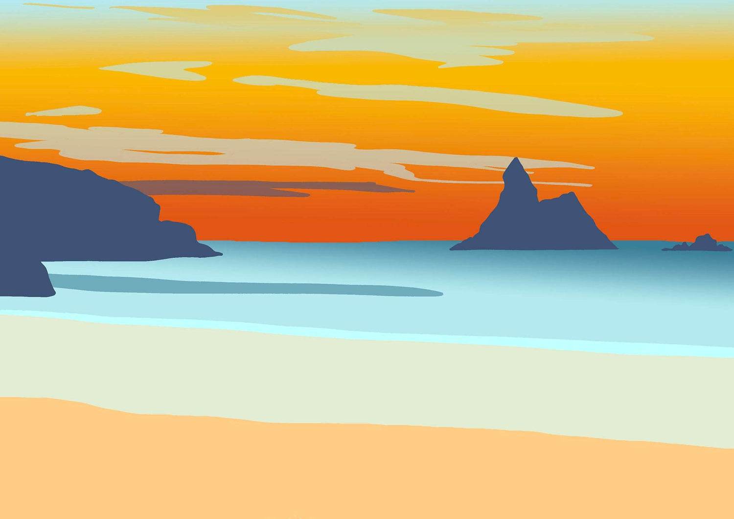 Broad Haven South Sunset Print - Chloe Evans Designs