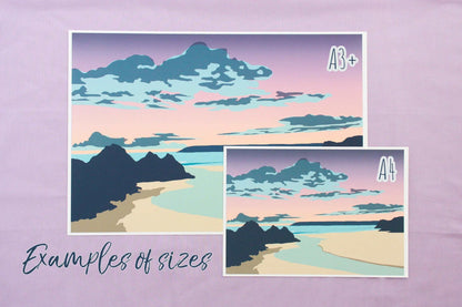 Caswell Beach at Sunset Print Chloe Evans Designs