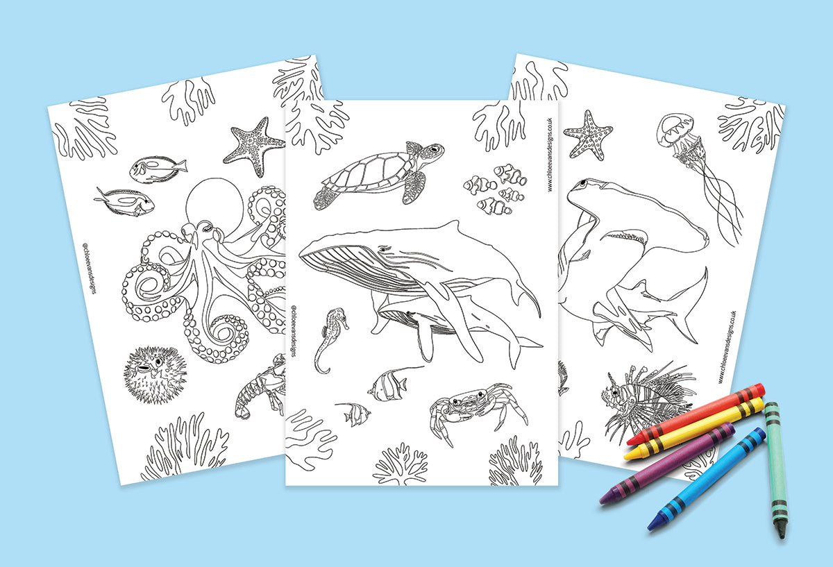 Deep Sea Creatures Colouring Pages Bundle