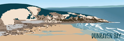 A digital illustration of the cliffs at Dunraven bay, or Southerndown beach.