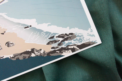 Close up detail of Fall Bay Gower print