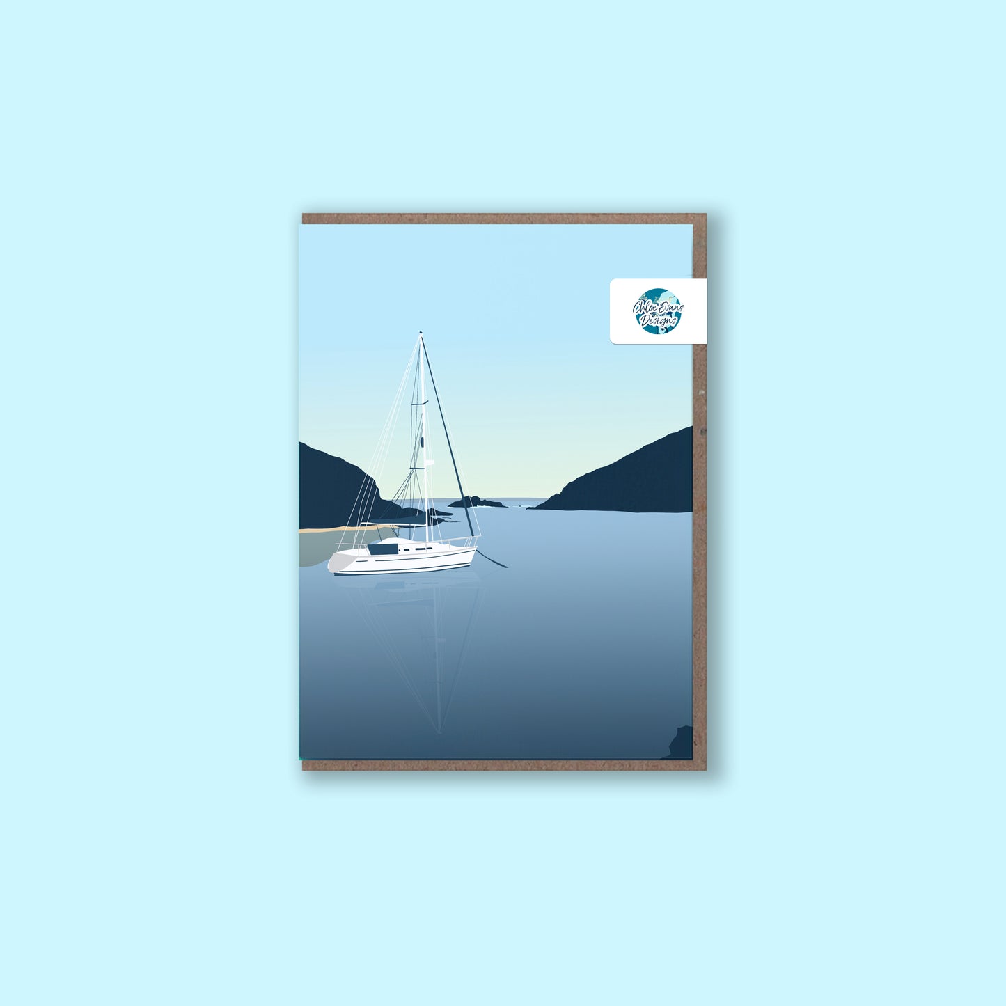 'Solva Harbour' Boat Greeting Card Chloe Evans Designs