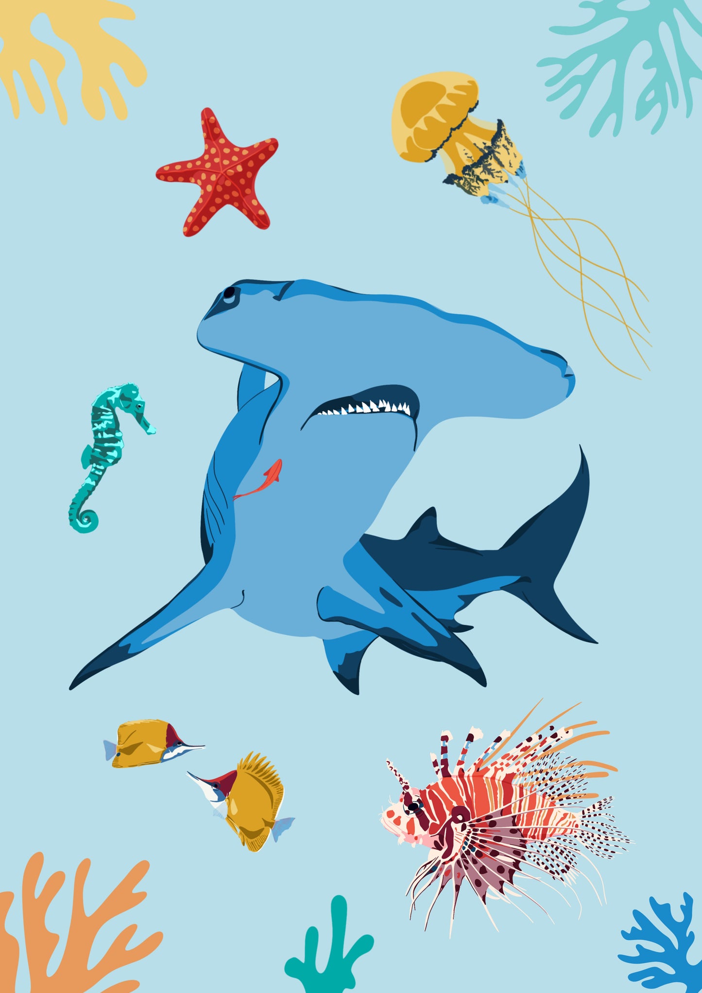 Hammerhead Shark Sea Creature Giclée Print