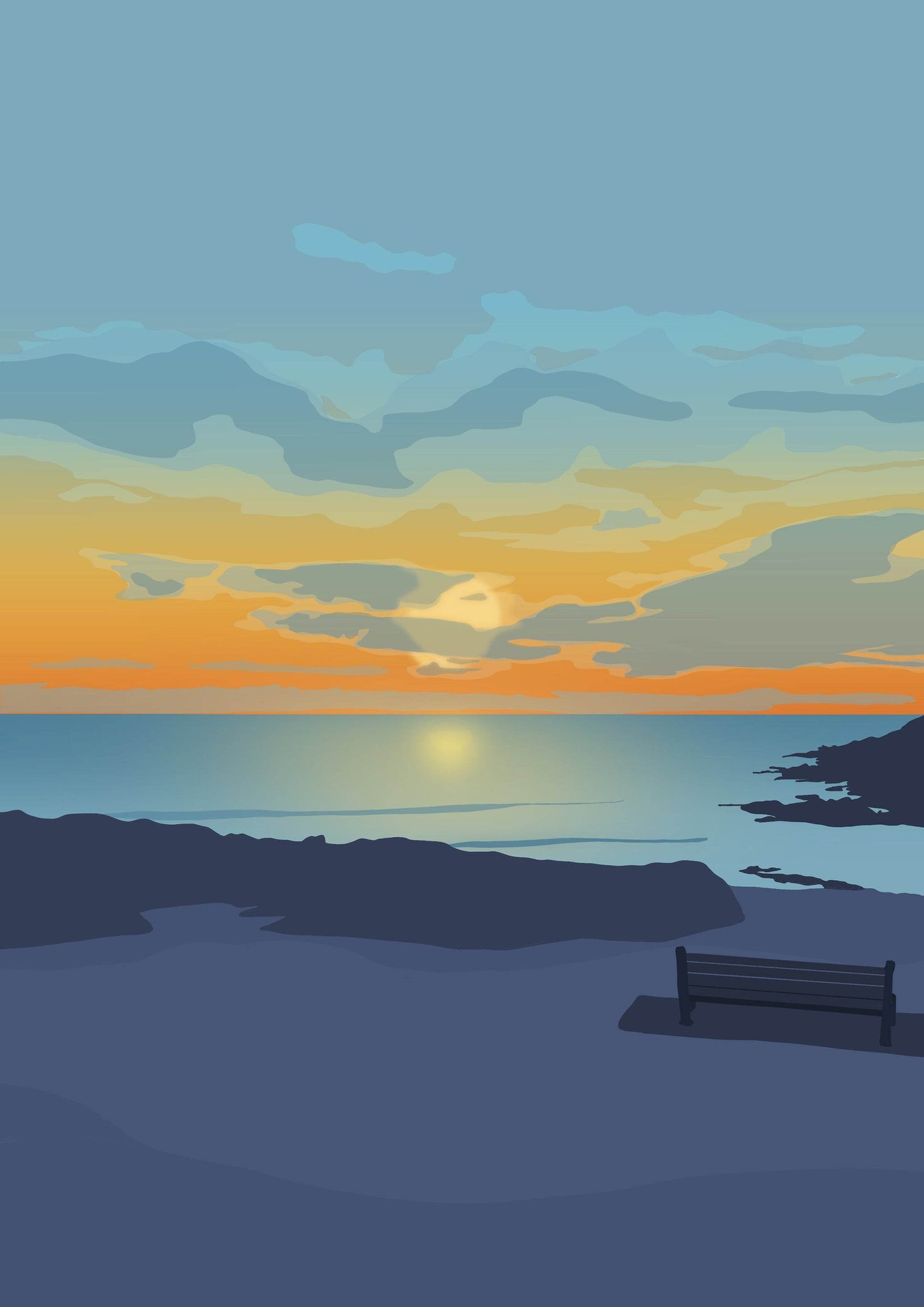 Limeslade Bay Sunset Print - Chloe Evans Designs