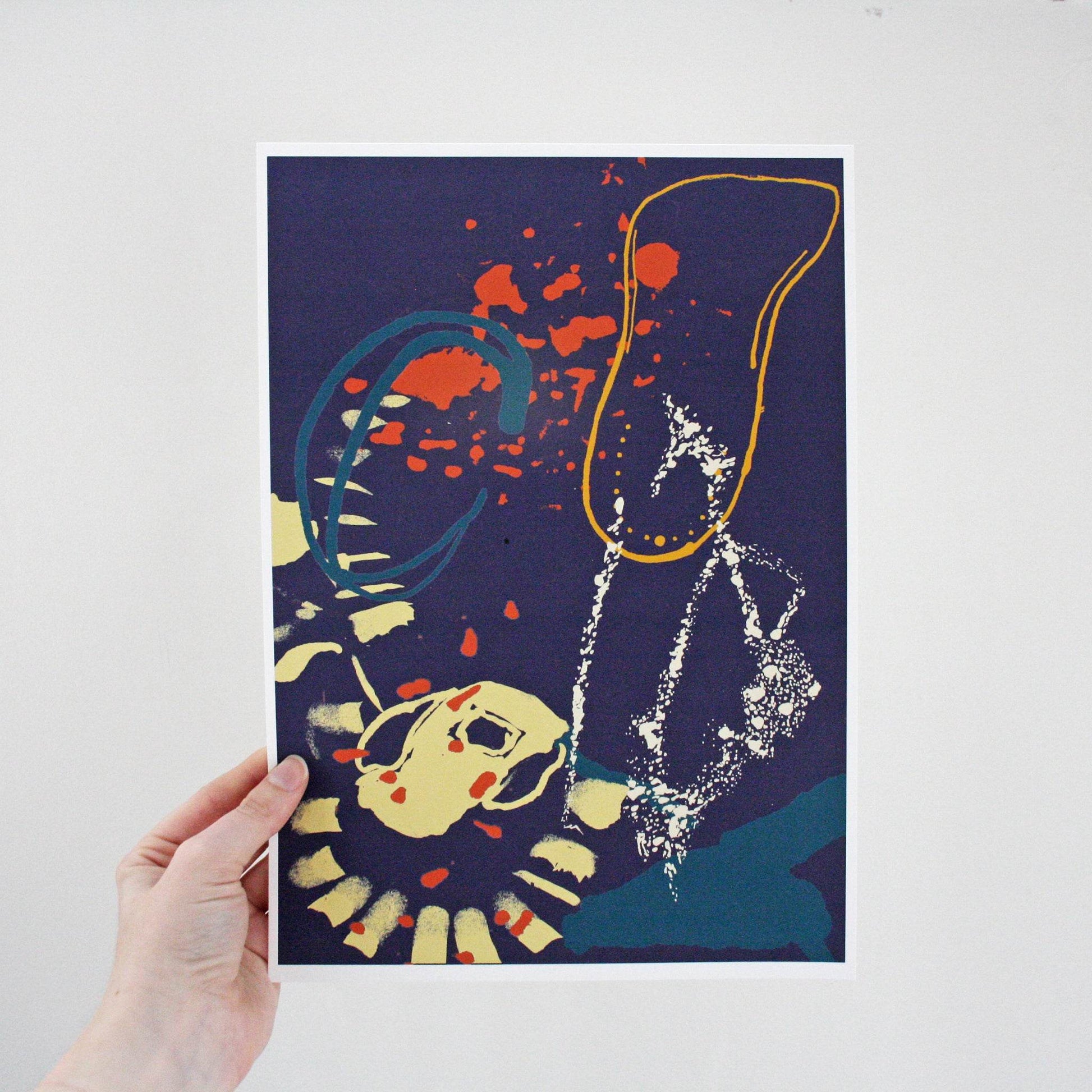 Navy & Yellow Abstract Coastal Art Print Set - Chloe Evans Designs