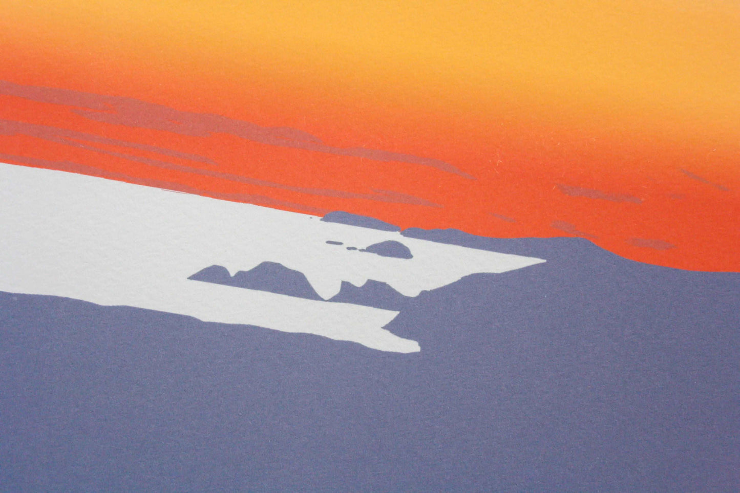 Close up photo of Newgale blue and red sunset print