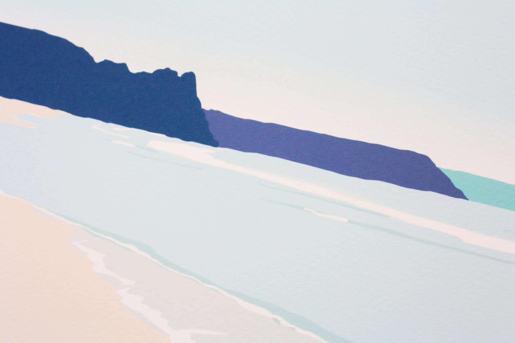 Close up photo of blue Oxwich Bay to Tor Bay Gower print.