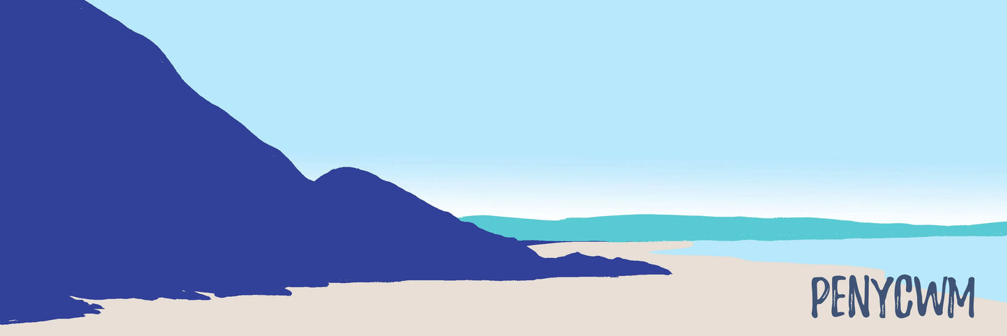 A digital illustration of the cliffs at Penycwm, across Newgale beach.