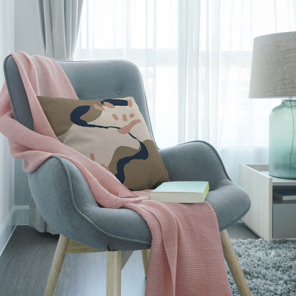 Pink & Blue Abstract Coastal Cushion – 45cm Square Handmade Cushion - Chloe Evans Designs