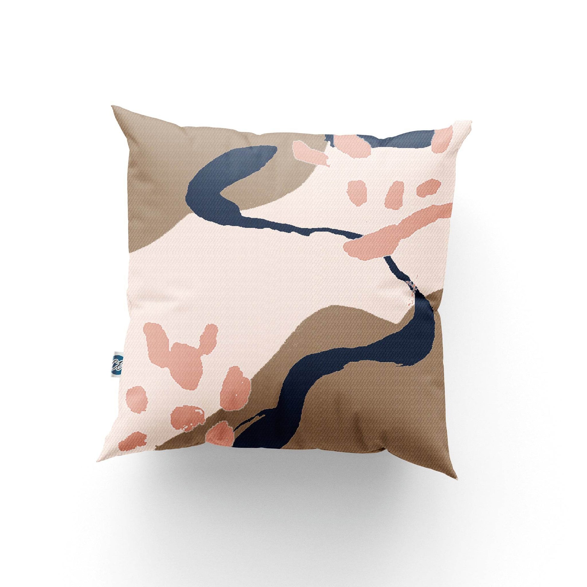 Pink & Blue Abstract Coastal Cushion – 45cm Square Handmade Cushion - Chloe Evans Designs