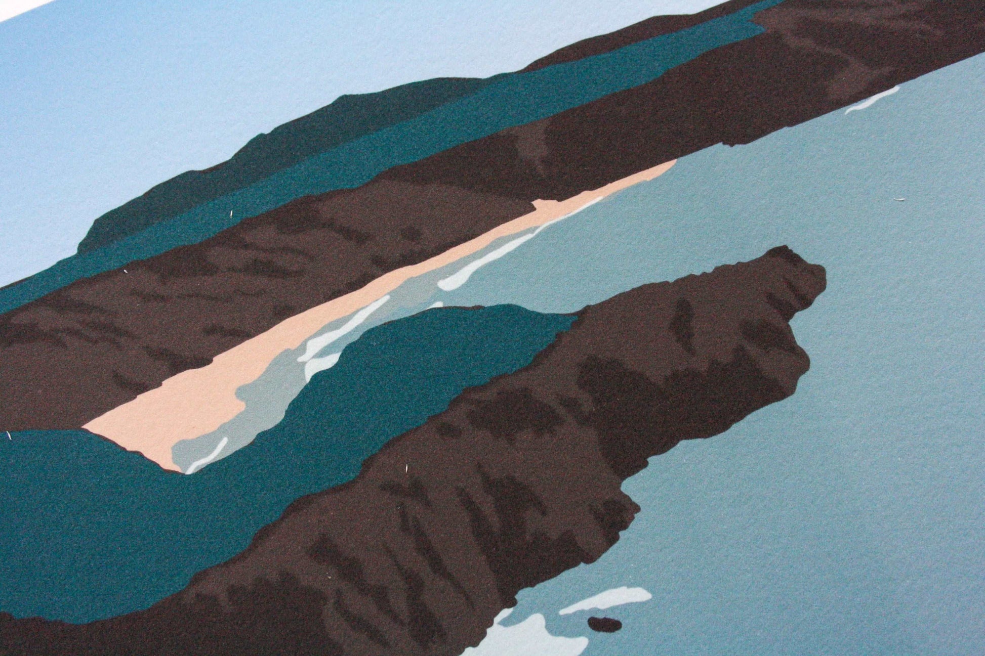 Close up detail of Whistling Sands Porthor beach print