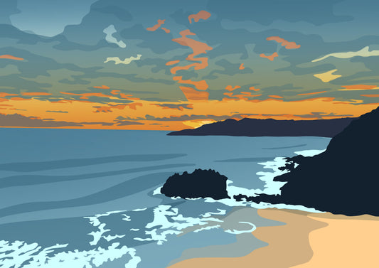 Rotherslade Gower Sunset Giclée Print