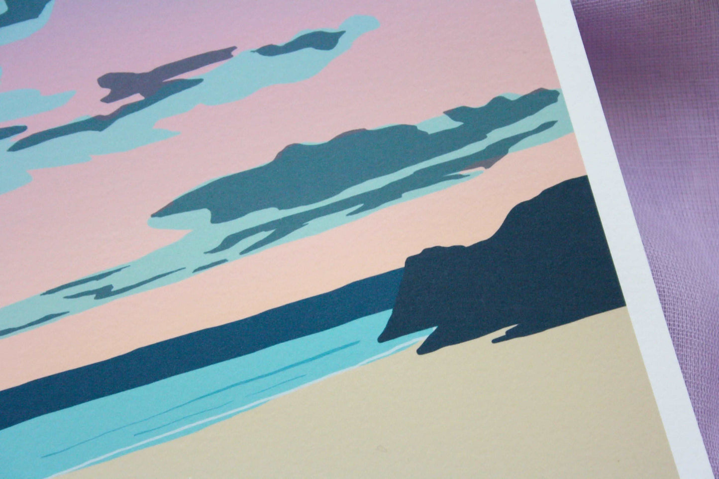 Close up photo of details on Three Cliffs bay sunset print