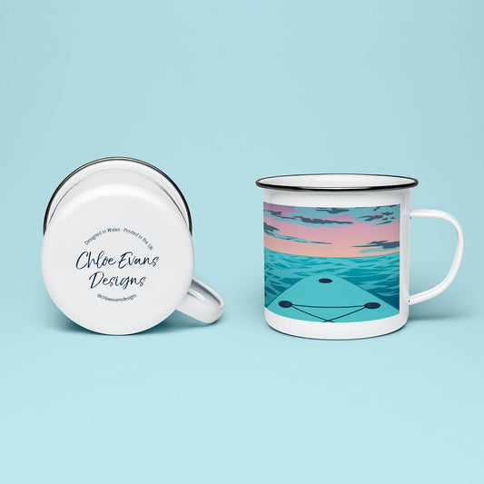 Sunset SUP Paddleboard Enamel Mug - Chloe Evans Designs