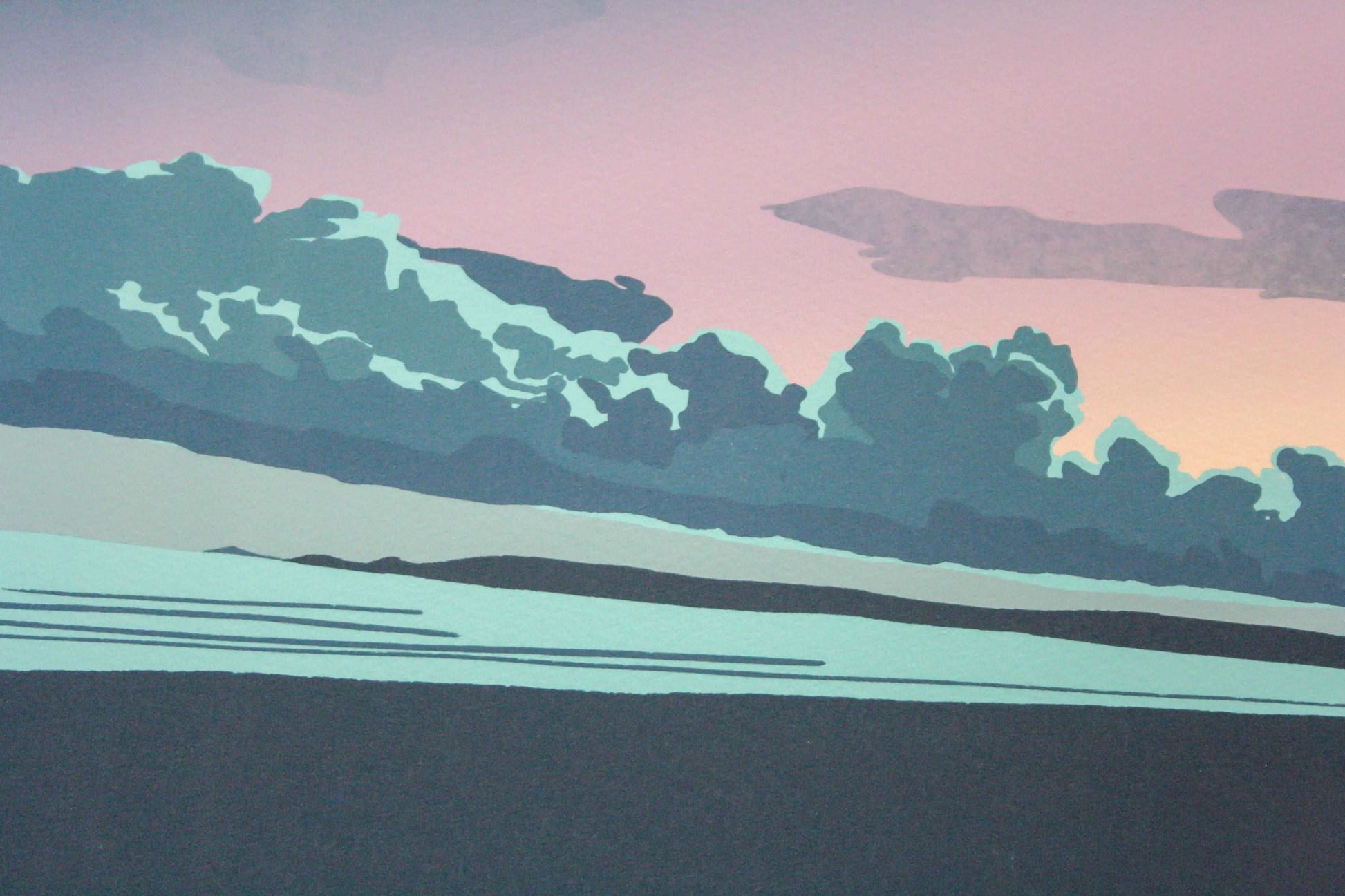 Close up of purple and blue Swansea bay at sunset print