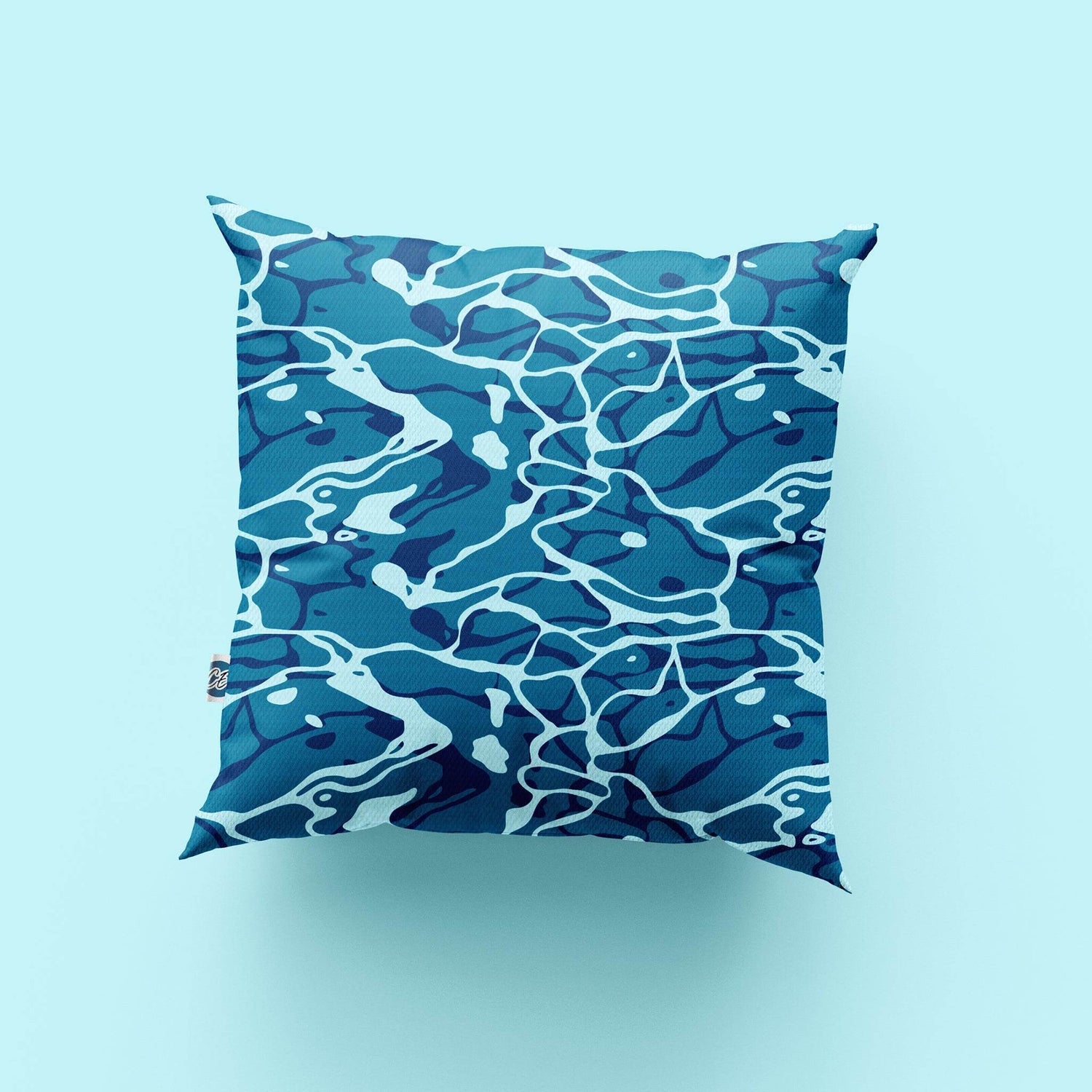 Teal Ripples Coastal Cushion – 45cm Handmade Cotton Cushion - Chloe Evans Designs
