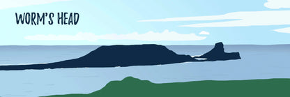 A mock up print of Worm's Head from Rhossili on Gower