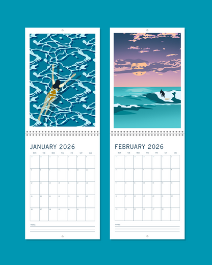 2026 A4 Double Page Coastal Wall Calendar