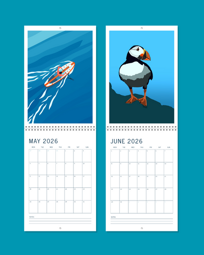 2026 A4 Double Page Coastal Wall Calendar
